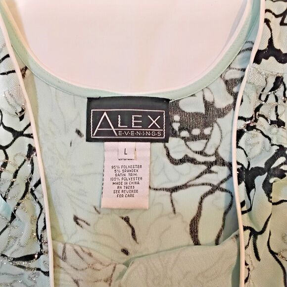 Alex Evenings 2-Piece Dress Mint Green Glimmer Sparkle with Jacket Size Large - Picture 8 of 9